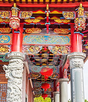 Dragon shaped eaves in traditional Chinese architecture