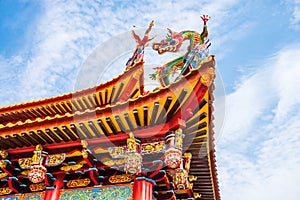 Dragon shaped eaves in traditional Chinese architecture