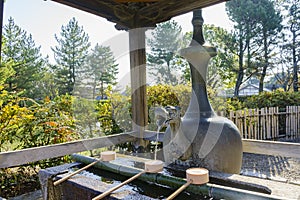 Dragon shaped fountain in the historical Horyu Ji