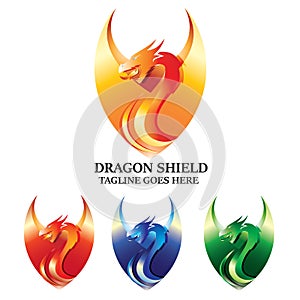 Dragon Shield Logo Vector Concept Design