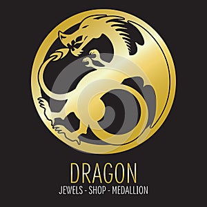 Dragon silhouette golden