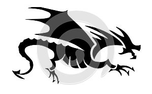Dragon silhouette on white background