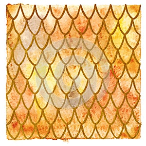 Dragon skin scales yellow orange gold vector pattern texture background