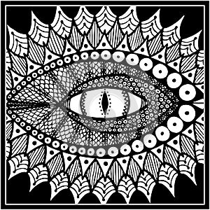 Dragon or snake eye. black and white. vector