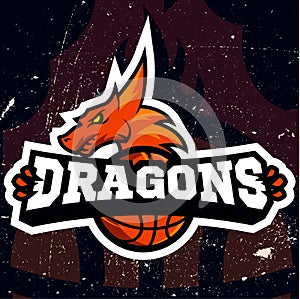 Dragon sport logo basketball design photo