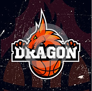 Dragon sport logo basketball design photo