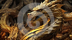 Dragon on the stack of gold. Generative AI