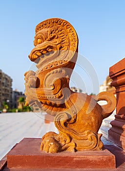 Dragon statue, at Baron Empain Palace, a hindu inspired mansion, Heliopolis district, Cairo, Egypt