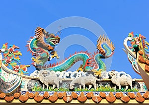 Dragon statue on china temple