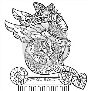 Dragon statue coloring page anti stress