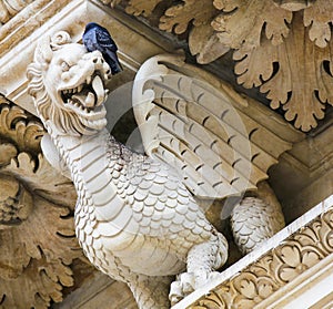 Dragon statue at the Santa Croce baroque church in Lecce