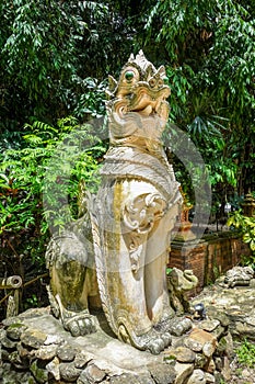 White statue in Wat Palad temple, Chiang Mai, Thailand photo