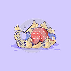 Dragon sticker emoticon sleep on bags money