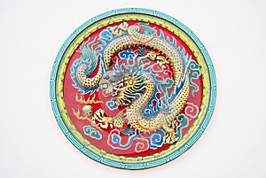 Dragon stucco reliefs in Chinese style photo