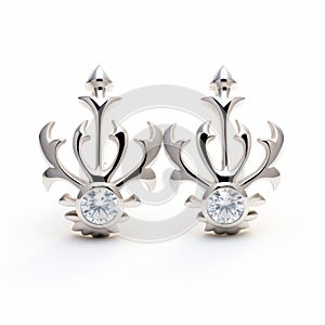 Dragon Stud Earrings With Diamond - Vray Tracing Style