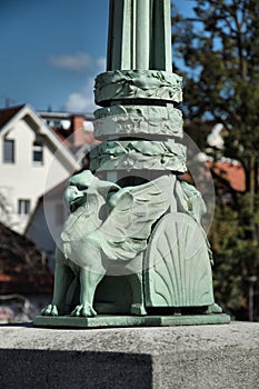 Dragon support on street lamp