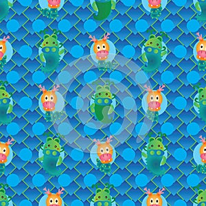 Dragon symmetry style seamless pattern