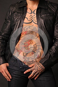 dragon tattoo leather jacket