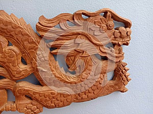 Dragon teak wood carving handmade.