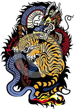 Dragon and tiger fighting