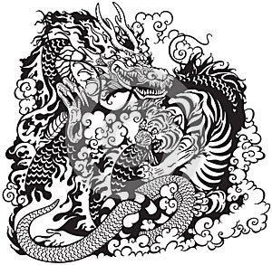 Dragon and tiger fighting