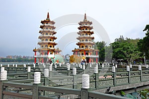 Dragon and Tiger Pagoda, a famous Tourist attraction at Zuoying Lotus Pond