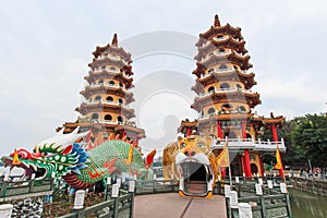 Dragon And Tiger Pagodas at Lotus Pond, Kaohsiung, Taiwan