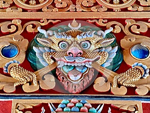 Dragon tiger sculpture in a Buddhist temple