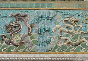 Dragon tile screen wall in the Forbidden City, Beijing