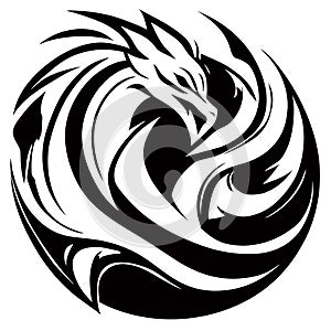 Dragon.Tribal Tattoo Design.Vector illustration ready for vinyl cutting. AI generated