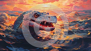 Dragon Underwater At Sunset: Stunning Digital Art Print