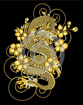 Dragon vector and illustration design on white background.