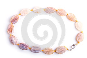 Dragon vein agate colored beads isolated on white background