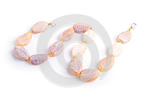 Dragon vein agate colored beads isolated on white background