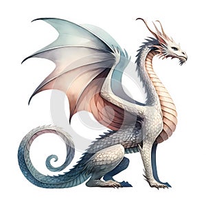 Dragon in Watercolor: A Majestic Full-Body Illustration