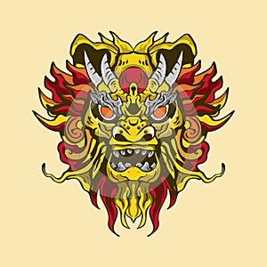 Dragon Yellow head concept Illustration, perfect for T-shirt