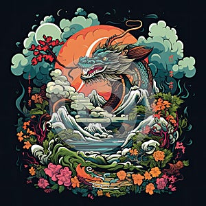 DragonClip Art or T-Shirt Design