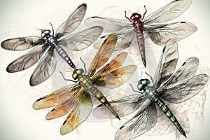 dragonflies isolated on white background. Generated by AI