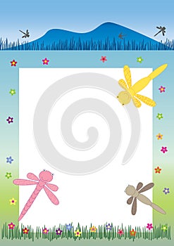 Dragonfly banner and frame writing template