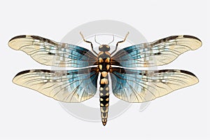 Dragonfly Beauty Isolated on white background. Illustration of dragonfly with geometrical wings