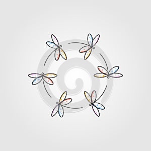 Dragonfly cute circle symbol vector illustration design