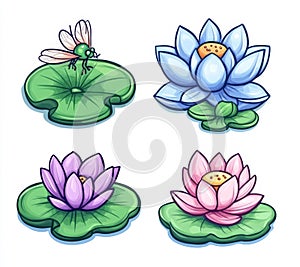 Dragonfly hand drawn art includes flowers and grass in the illustration