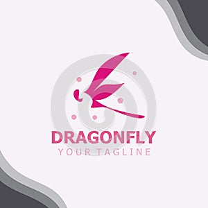 Dragonfly logo design modern and elegant minimalist color style monoline illustration