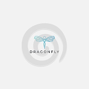Dragonfly logo minimalist line art vector