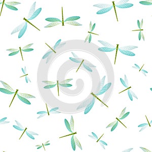 Dragonfly modern seamless pattern. Repeating clothes fabric print with darning-needle insects. photo