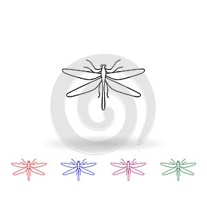 Dragonfly multi color icon. Simple thin line, outline vector of insect icons for ui and ux, website or mobile application