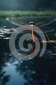 Stunning Dragonfly Reflection on Water