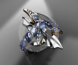 Dragonfly ring on black