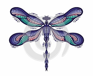 Dragonfly silhouette. Beautiful insect sign and symbol. Vector illustration