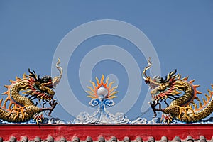 Dragons on roof of Chinesse shrine